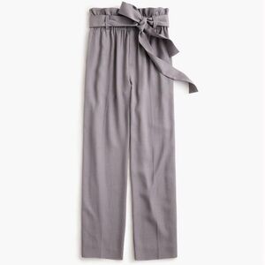 New J crew Point Sur Gray Belted Paper bag Pants Trousers Wide Leg Relaxed fit